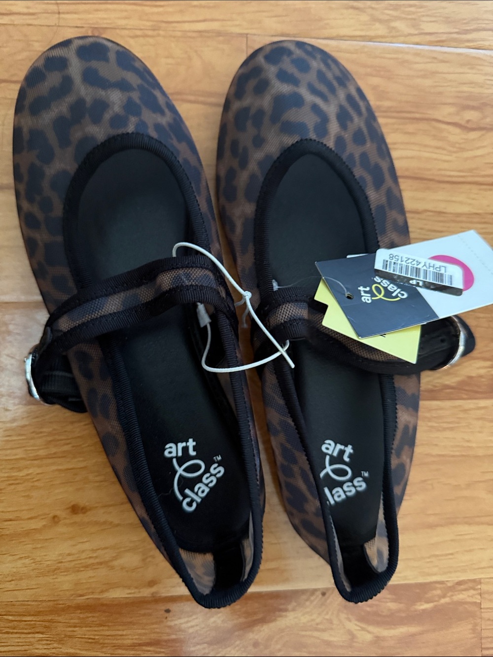 art class Girls' Leopard Print Mary Jane Flats - Brown/Black